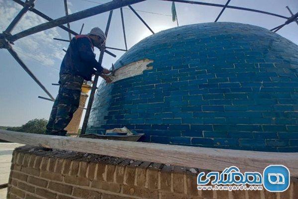 آغاز مرحله اول بازسازی گنبد امامزاده ابوالحسن و آمنه خاتون دیزآباد