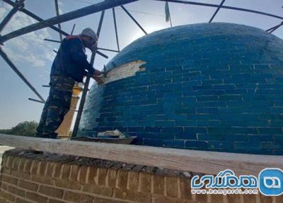 آغاز مرحله اول بازسازی گنبد امامزاده ابوالحسن و آمنه خاتون دیزآباد